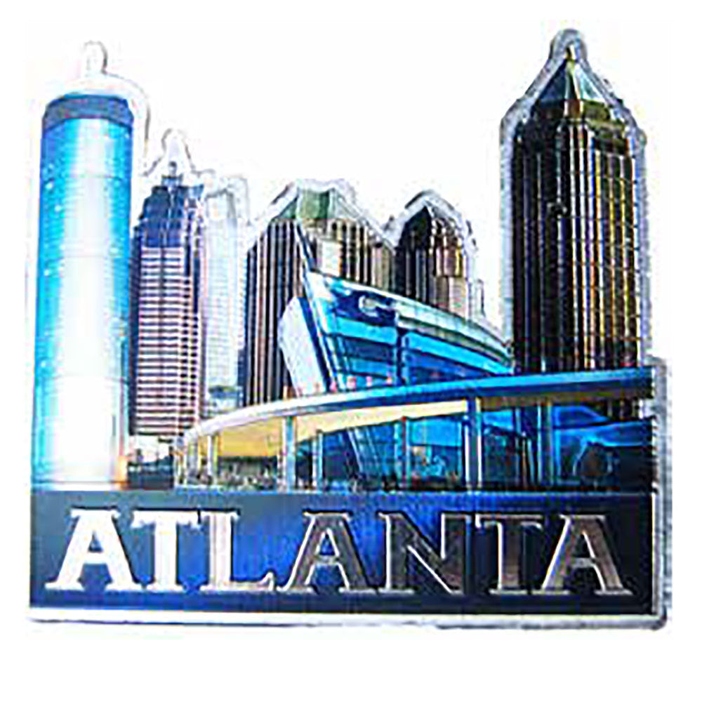 Foil Atlanta magnet with downtown skyline cut out and Georgia Aquarium