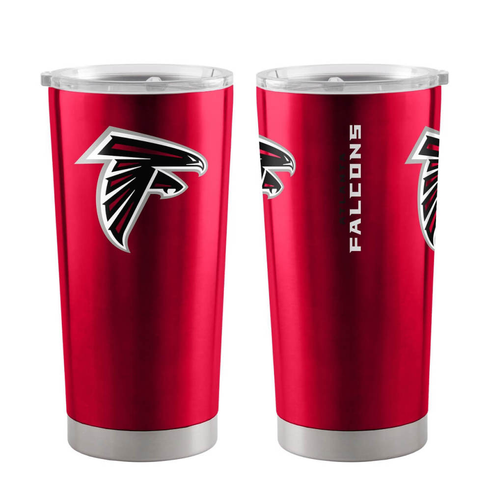 Red stainless steel Falcons tumbler with logo