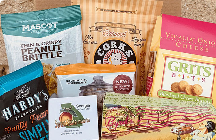 Group of various Georgia snacks and candies