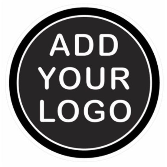 Circular black sticker with &