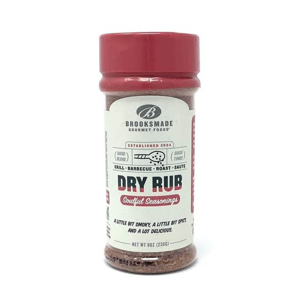Brooksmade Soulful Seasonings Dry Rub in a 8 ounce container