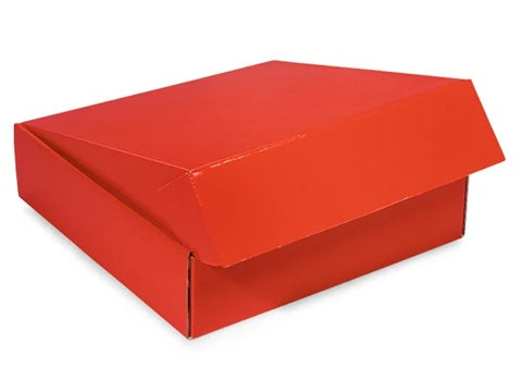 Red cardboard box on a white background