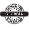 Black and white 'Handcrafted Georgia Made Locally' stamp logo