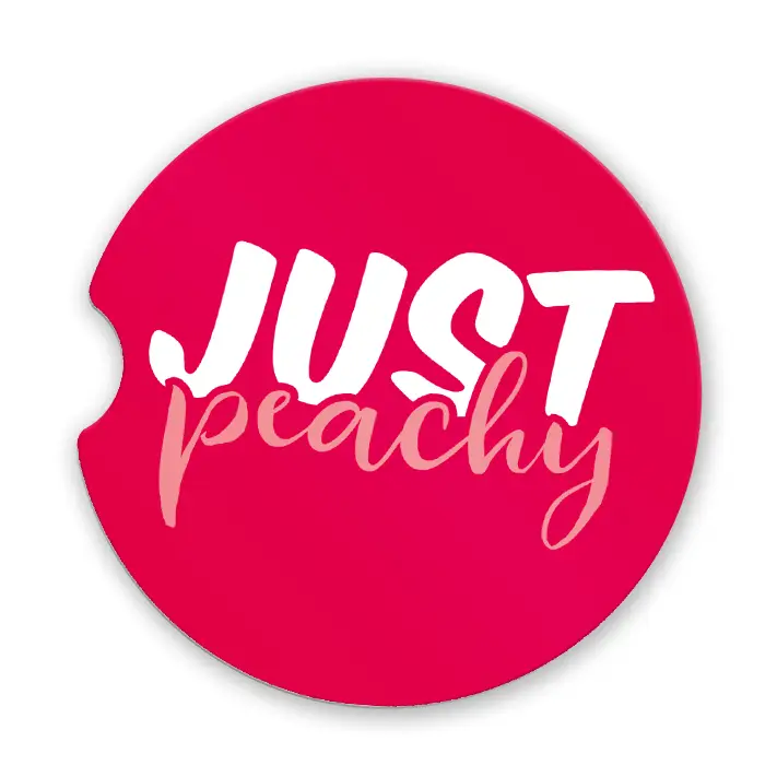 Round pink car coaster with &