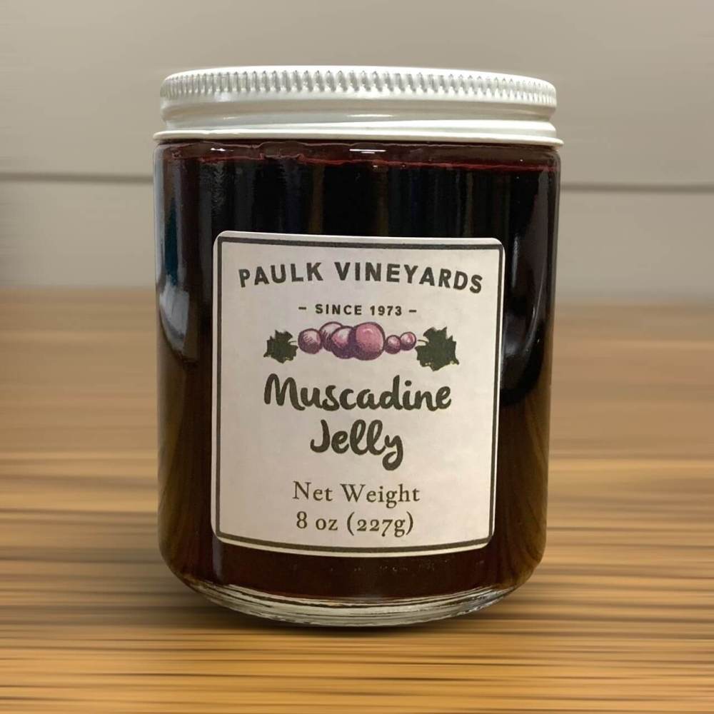 Paulk Vineyards Muscadine Jelly in a 8 ounce glass jar
