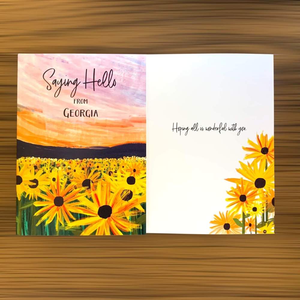 Greeting card with sunflower design and &