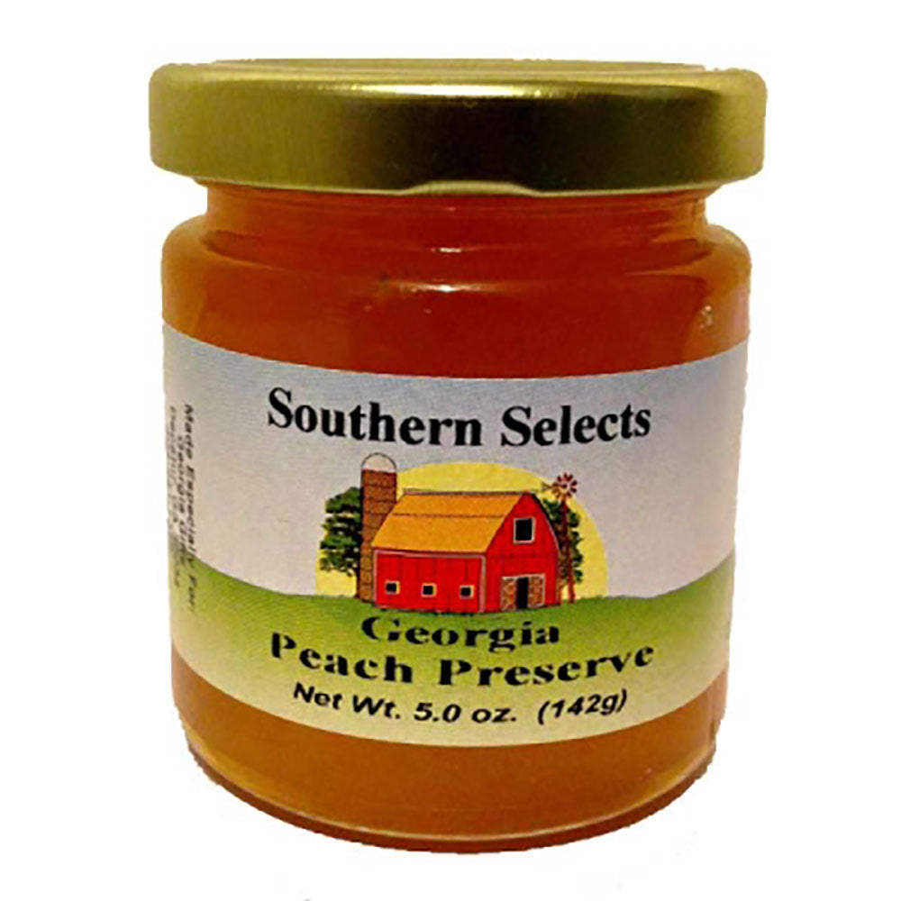 5 ounce glass jar of peach preserves 