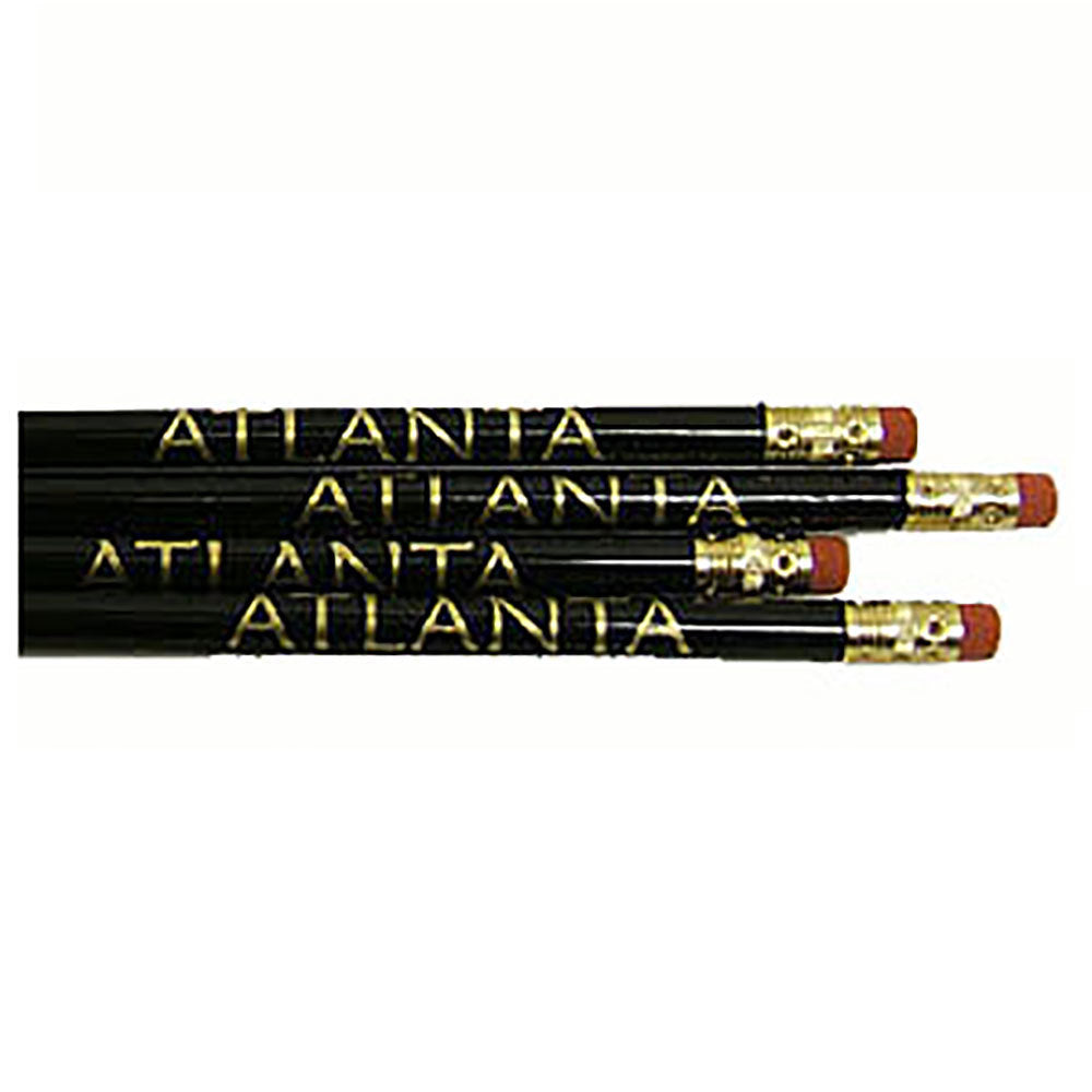 Black pencil reads Atlanta in metallic gold