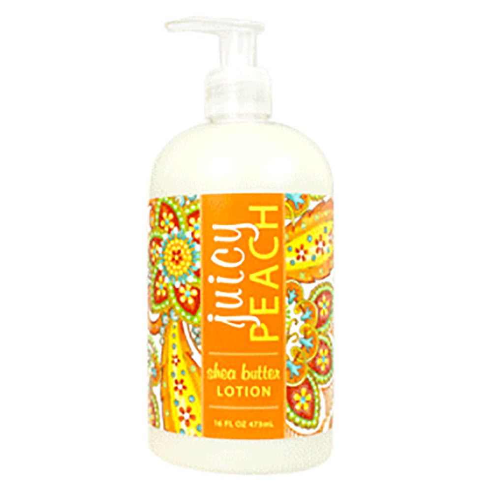 Juicy Peach Shea Butter Lotion in a 14 ounce bottle 
