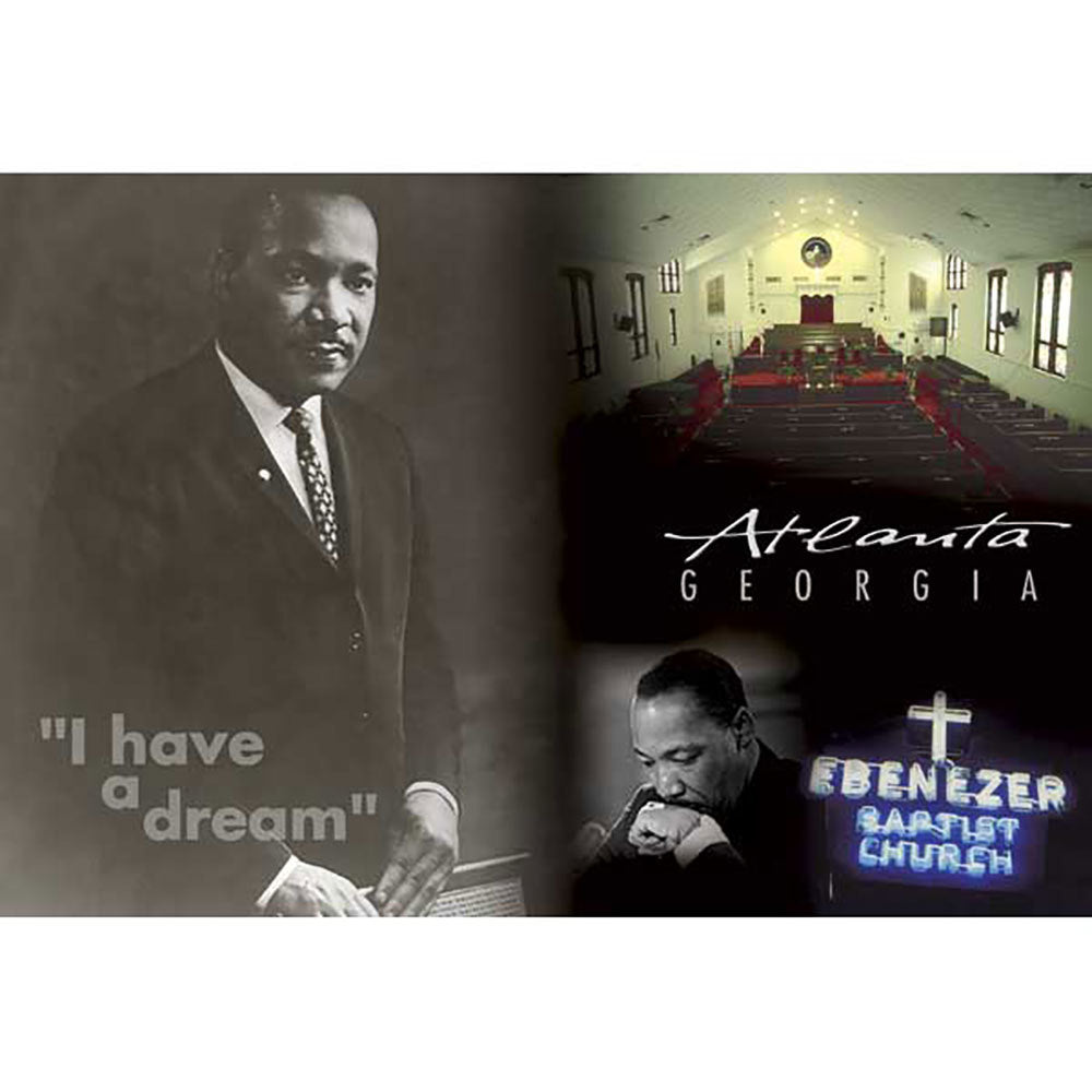 Dr. Martin Luther King Jr. Souvenir postcard with three pictures