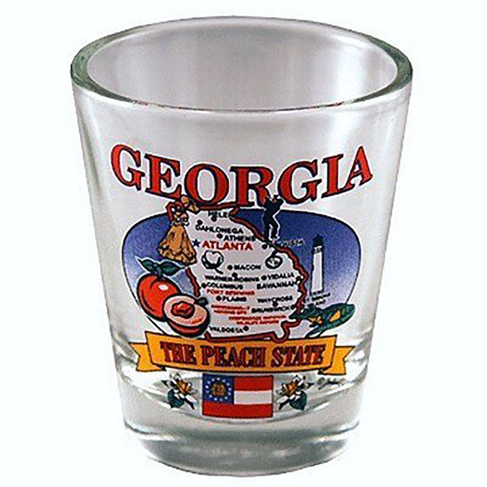 Georgia peach state map shot glass with Georgia&