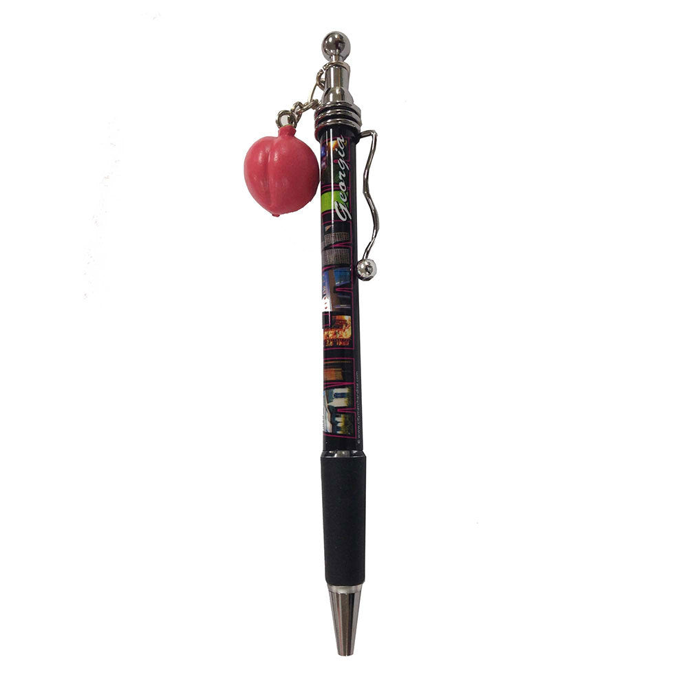 Atlanta souvenir pen with skyline design and peach charm