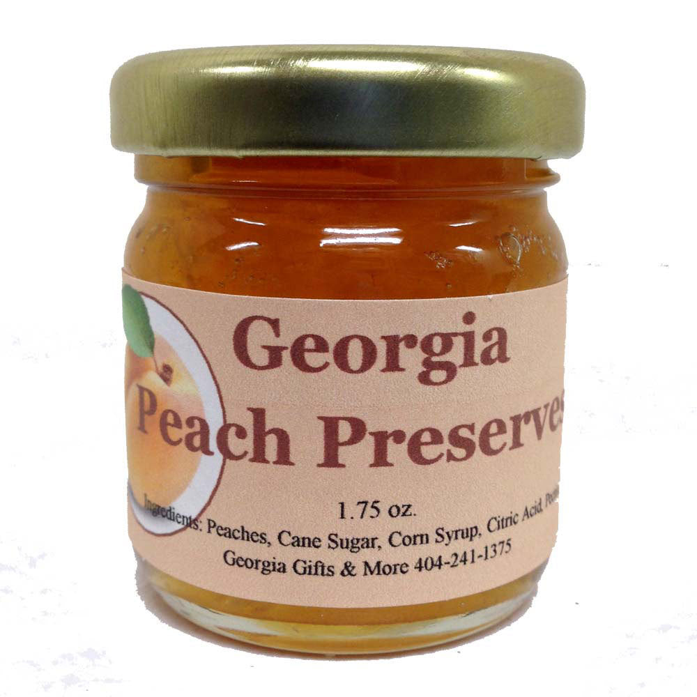 2 ounce glass jar of peach preserves 