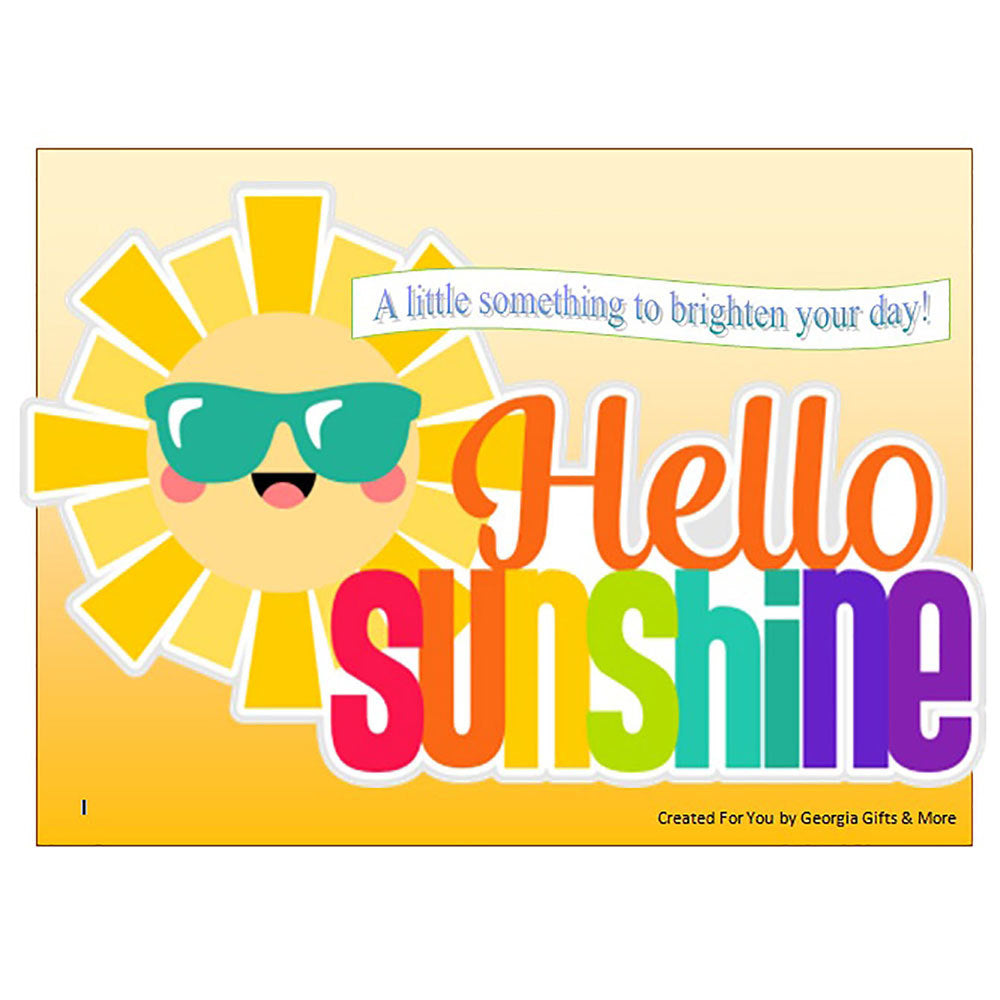 Colorful label with a sun wearing sunglasses and the text &