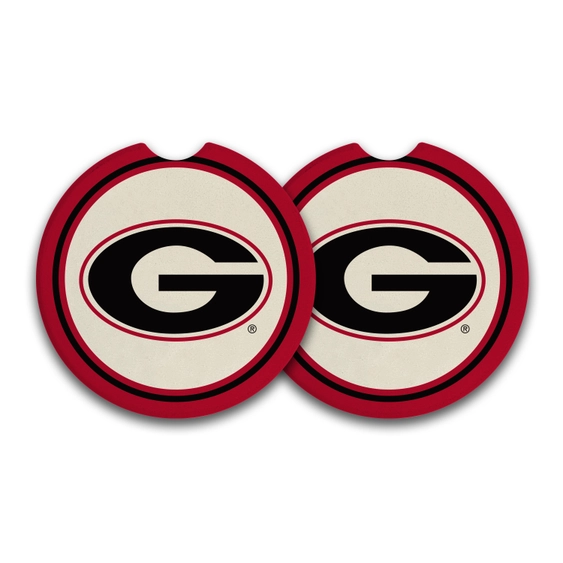 Set of two car coasters with the Georgia Bulldogs &