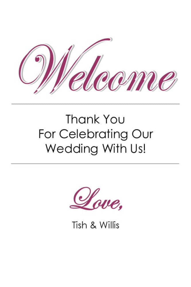 Wedding welcome label with &