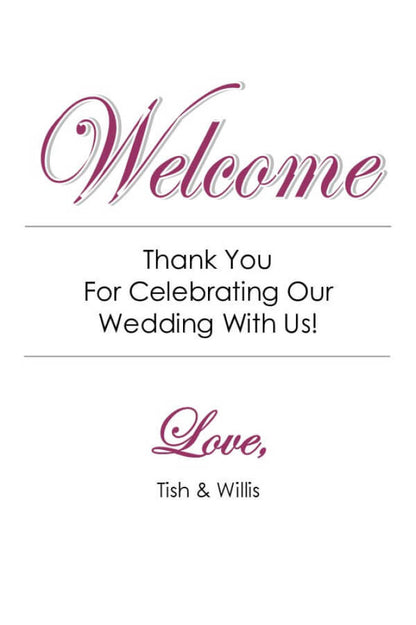 Wedding welcome label with &
