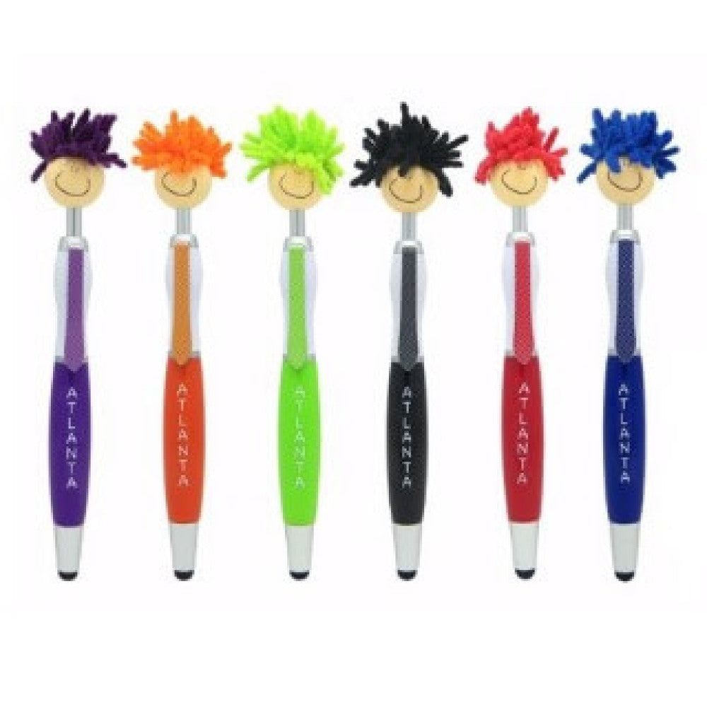 Atlanta souvenir pens in six assorted colors with mop top head