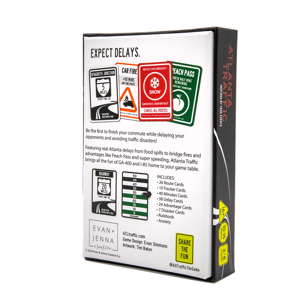 Card game box with traffic-themed graphics and text on a white background