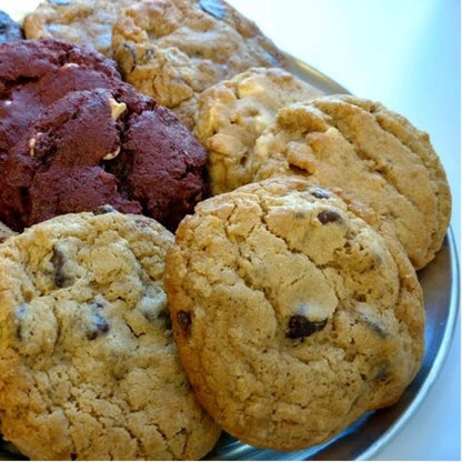 Fresh Baked Cookies Assortment includes chocolate chip , oatmeal raisin, macadamia nut and peanut butter cookies