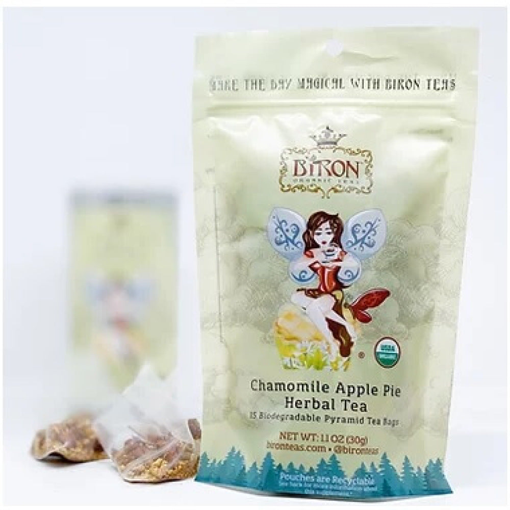 Pouch of Biron Chamomile Apple Tea with individual tea bags