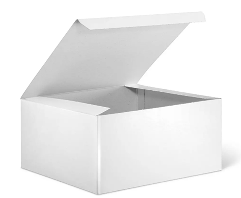 White box with a lid on a white background