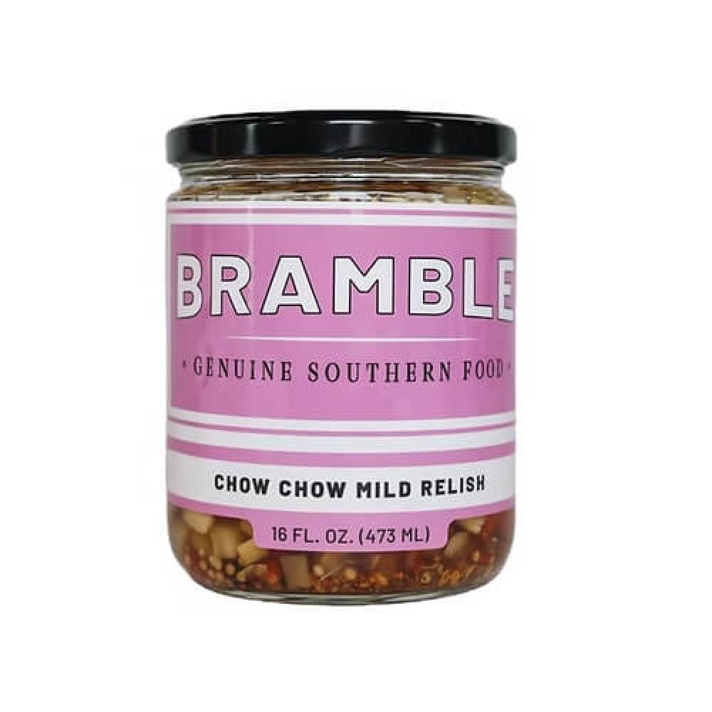 Jar of Bramble Chow Chow Mild Relish on a white background
