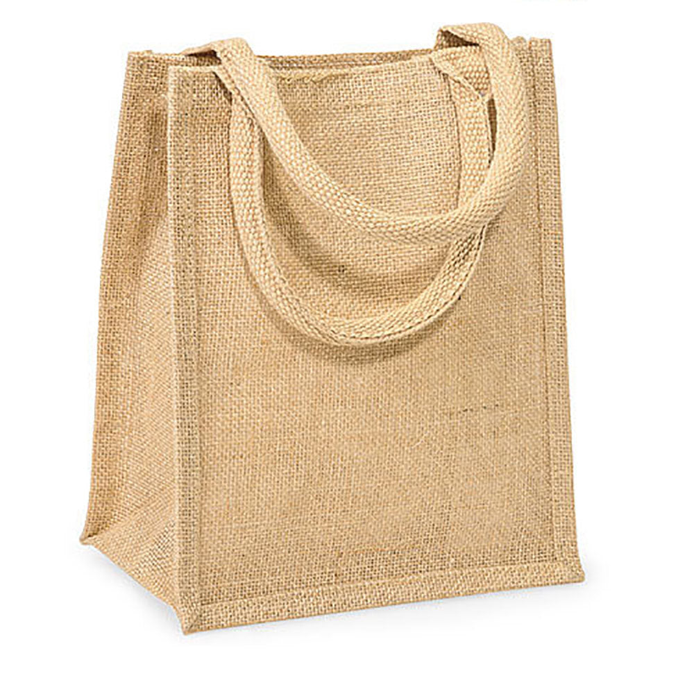 Natural burlap tote bag kraft color with two handles 