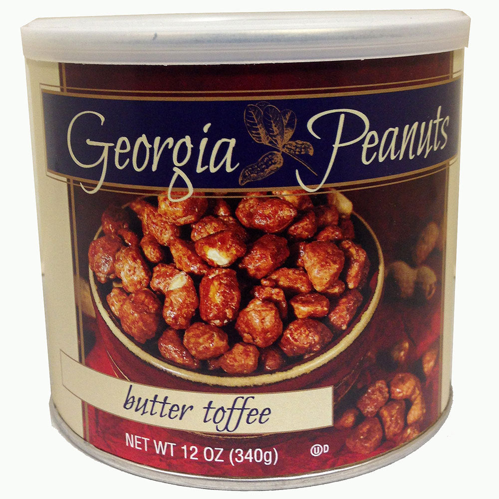 12 ounce can of Georgia peanuts with butter toffee coating