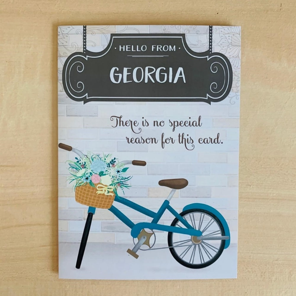 No Special Reason Card with blue bike on the front