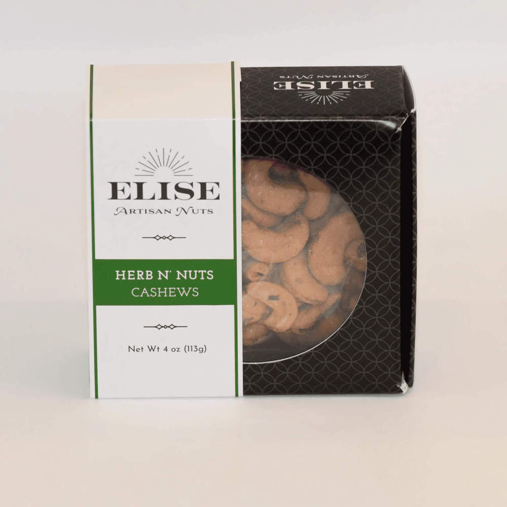 4 ounce box of Elise Herb N Nuts Cashews