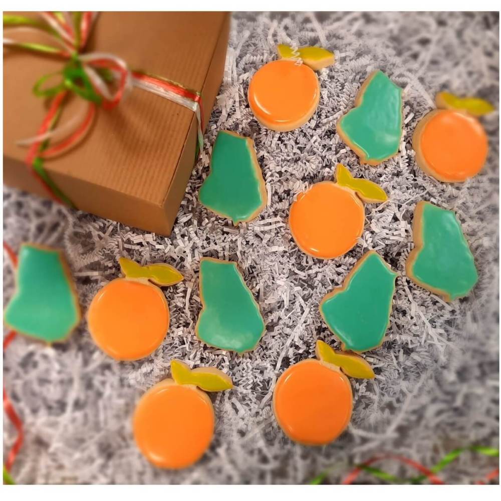 Hand Decorated Georgia and Georgia Peach Cookies Delivered