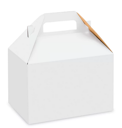 White paperboard gable box on a white background