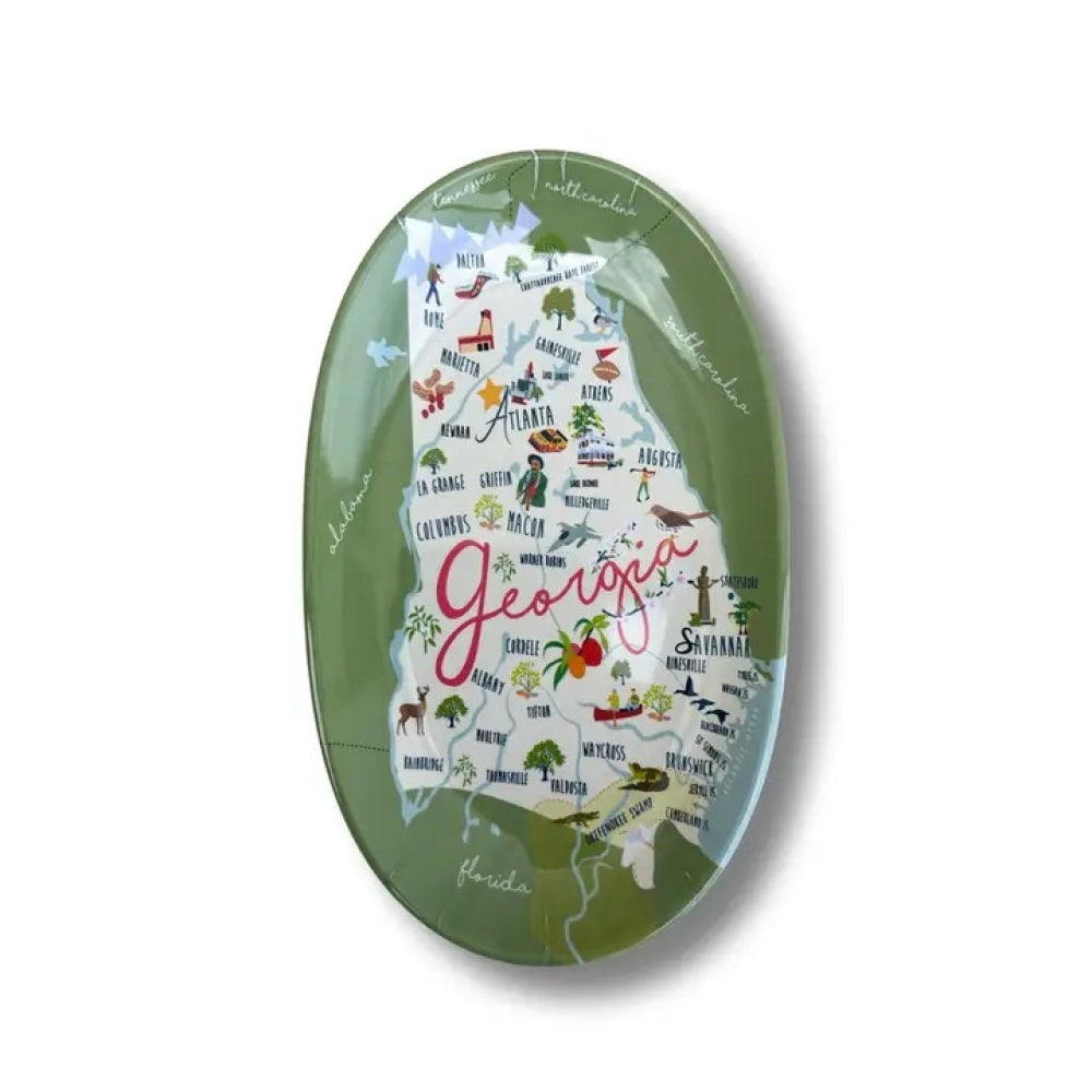 Oval Georgia tray with colorful Georgia map design is perfect to hold small items