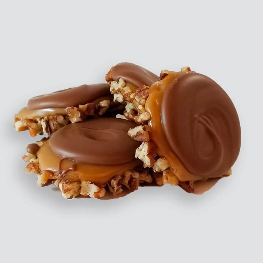 Group of unwrapped Savannah Candy Kitchen Chocolate Gopher Turtles