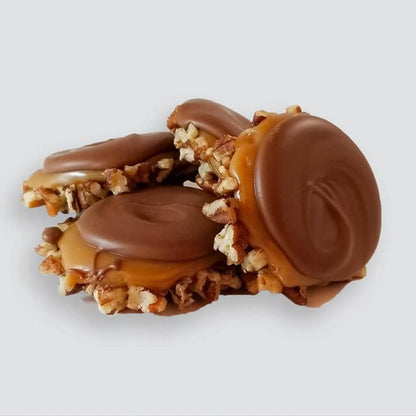 Group of unwrapped Savannah Candy Kitchen Chocolate Gopher Turtles