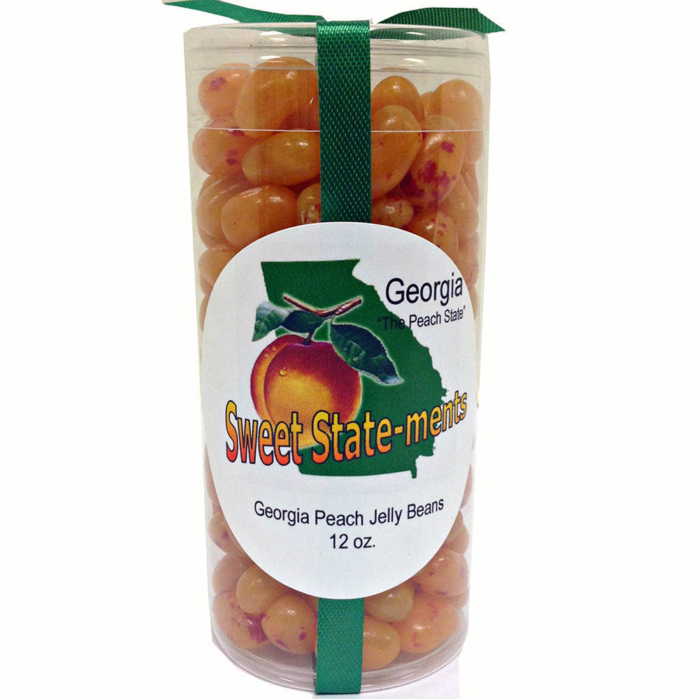 12 ounce plastic tube of Georgia peach flavored jellybeans