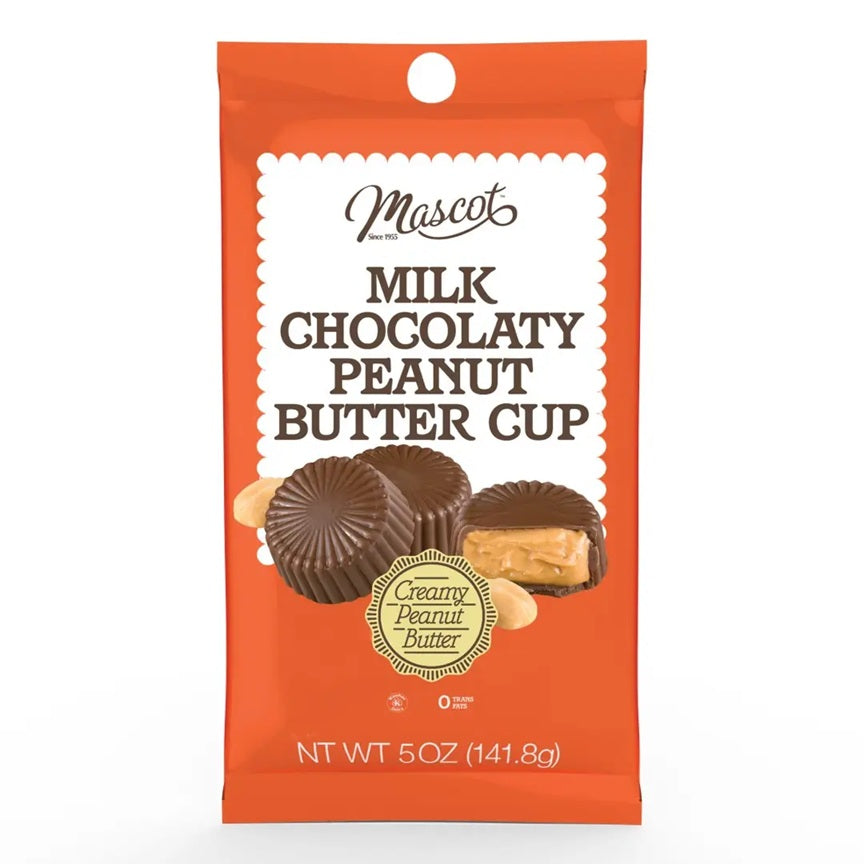 Mascot Milk Chocolaty Peanut Butter Cup packaging on a white background