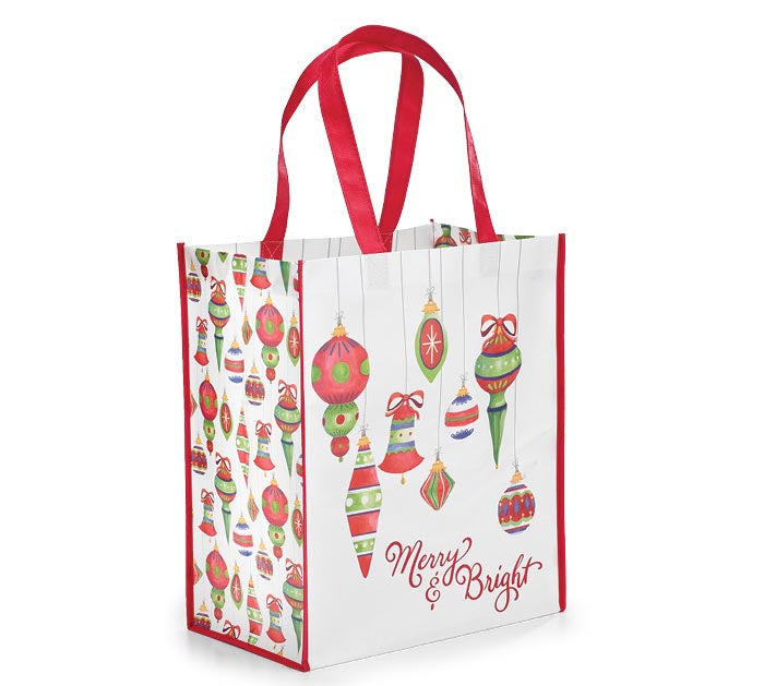 Merry &amp; Bright Ornaments Christmas Tote