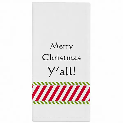 A white holiday towel with the text &