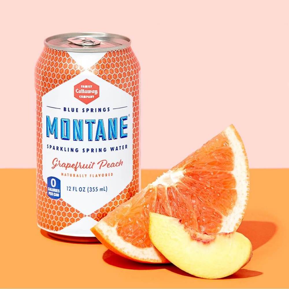 Montane grapefruit peach sparkling water in 12 ounce can 