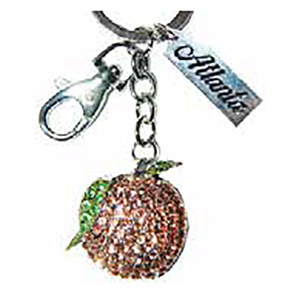 Georgia key chain with dangling rhinestone peach and Atlanta tag