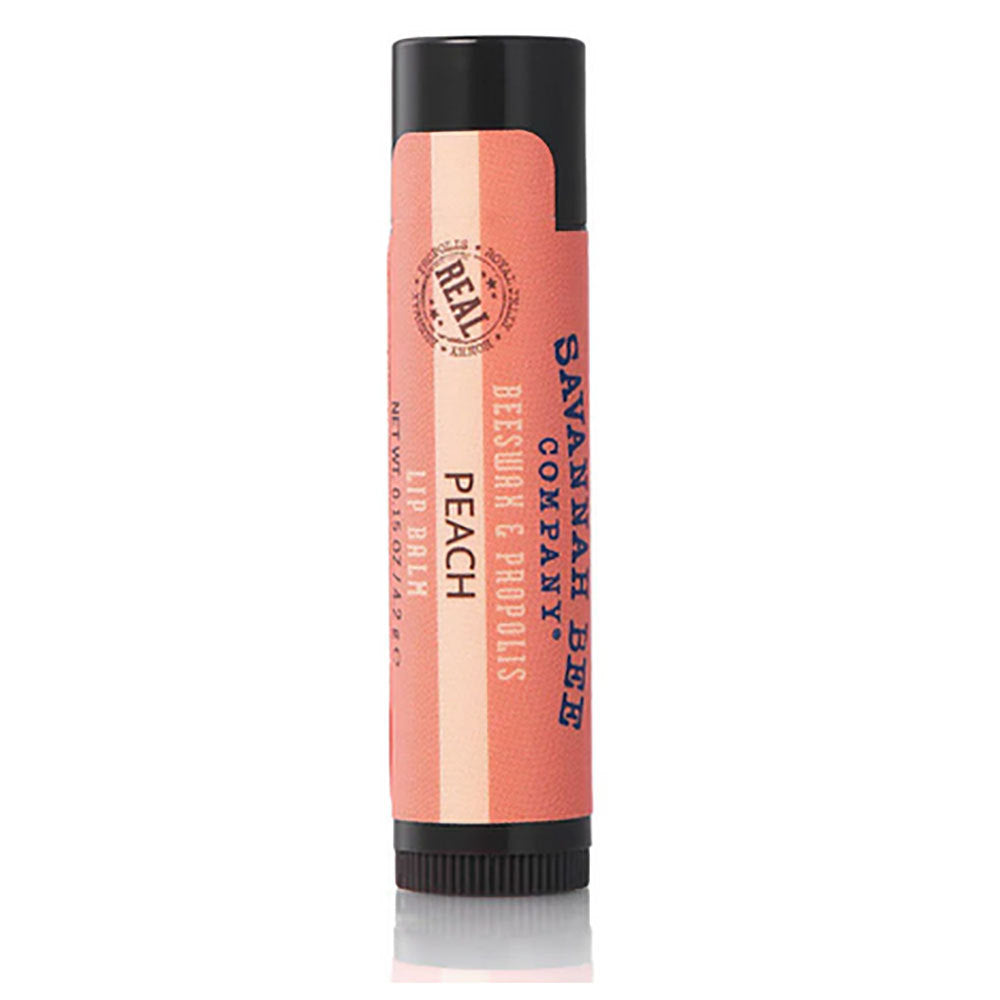 Savannah Bee peach lip balm in peach tube