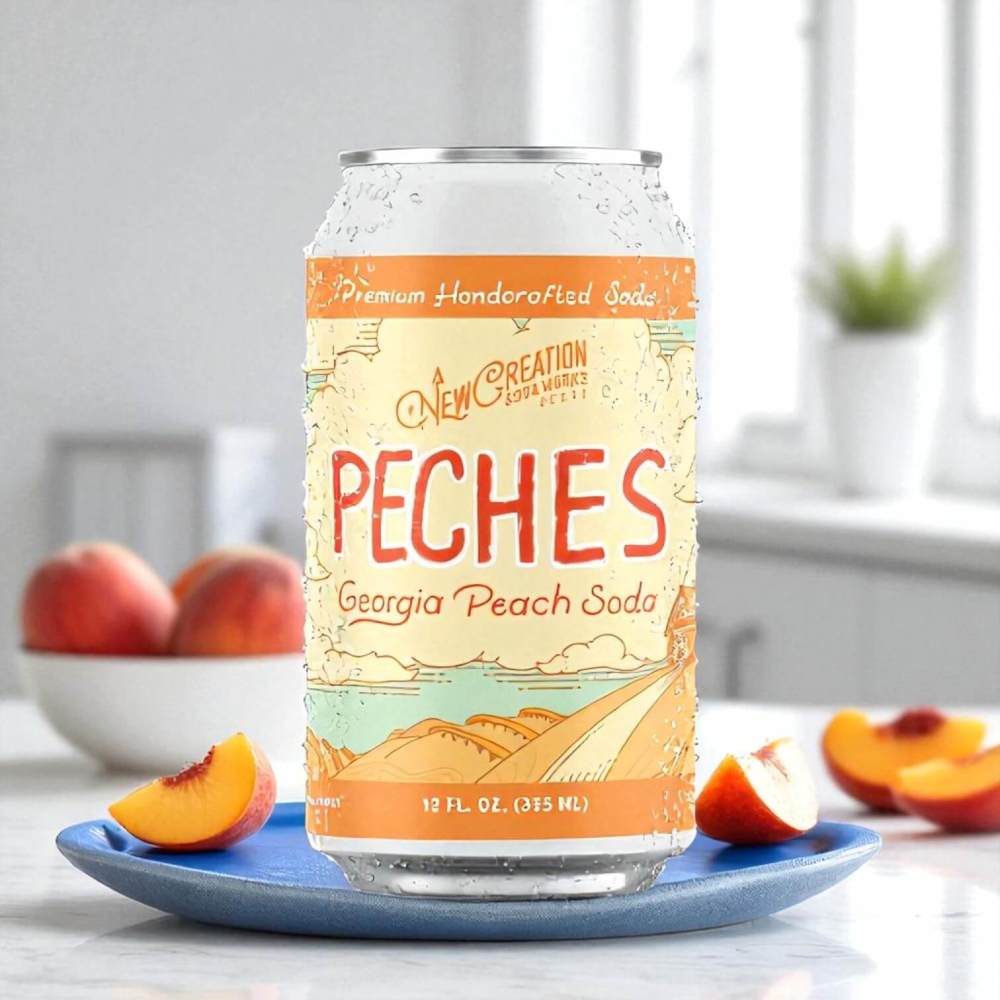 Can of Georgia Peach Soda made with fresh Georgia peaches