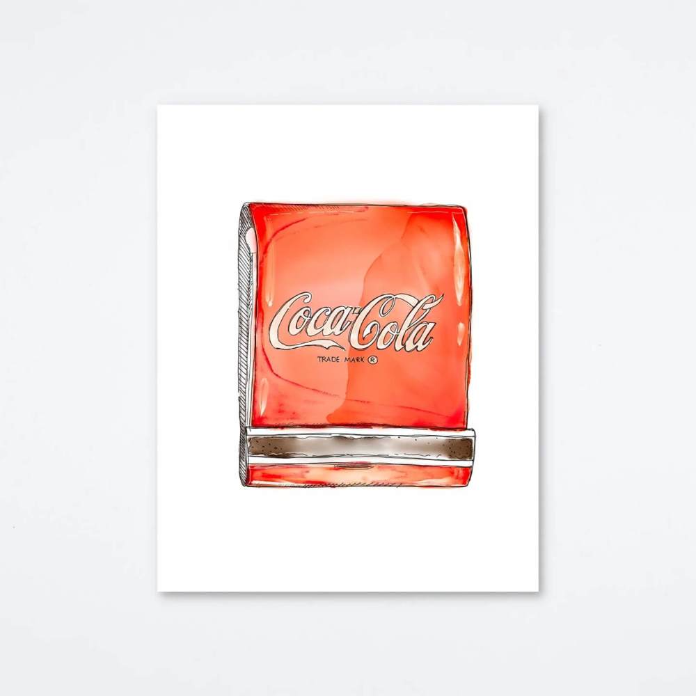 Nostalgic matchbook print features Coca-Cola design