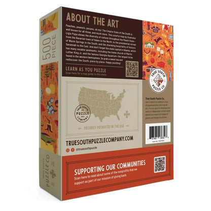 Puzzle box with a map of the United States and branding for Truesouth Puzzle Company on a white background.