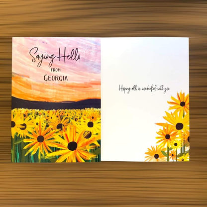 Greeting card with sunflower design and &