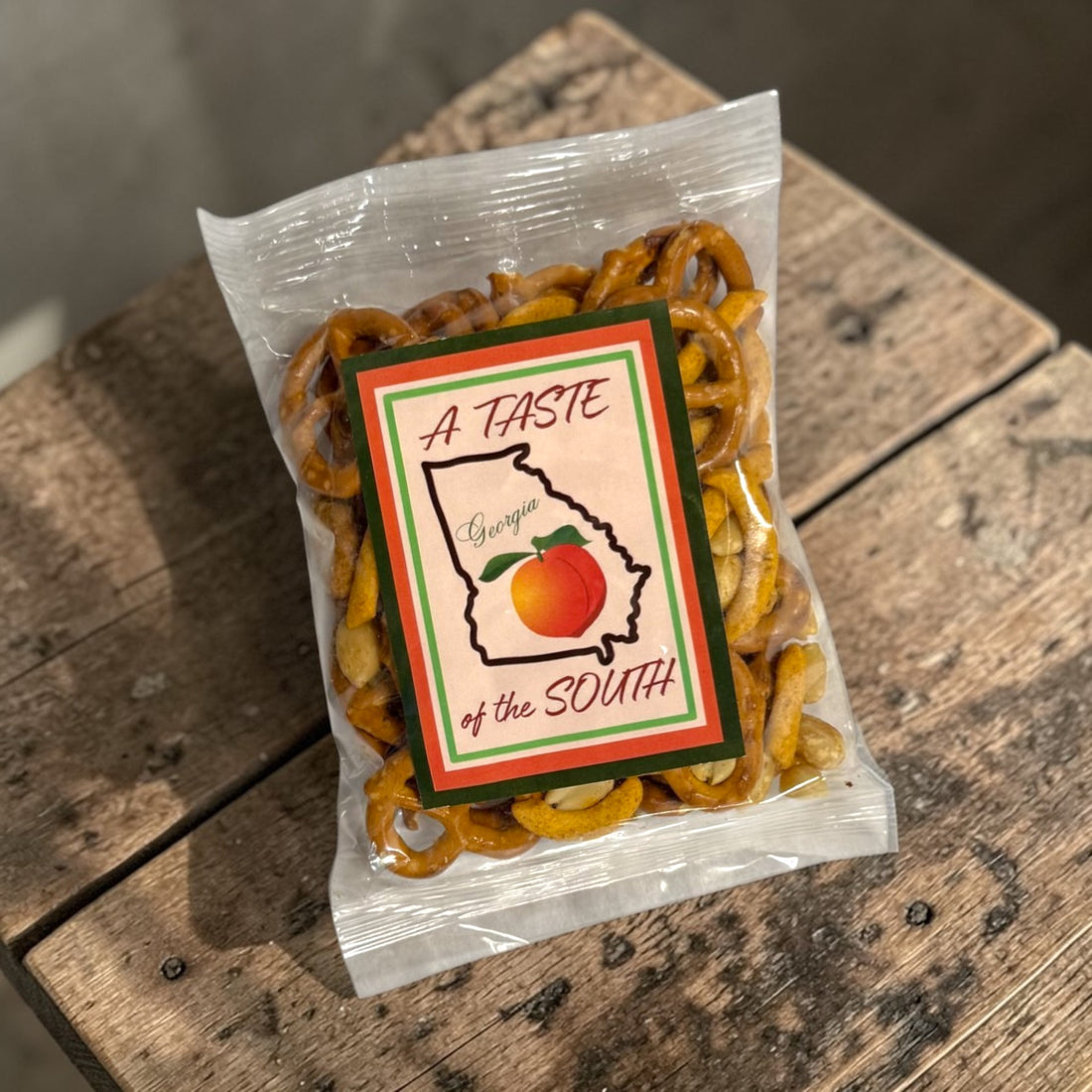 Packaged snack mix with a &