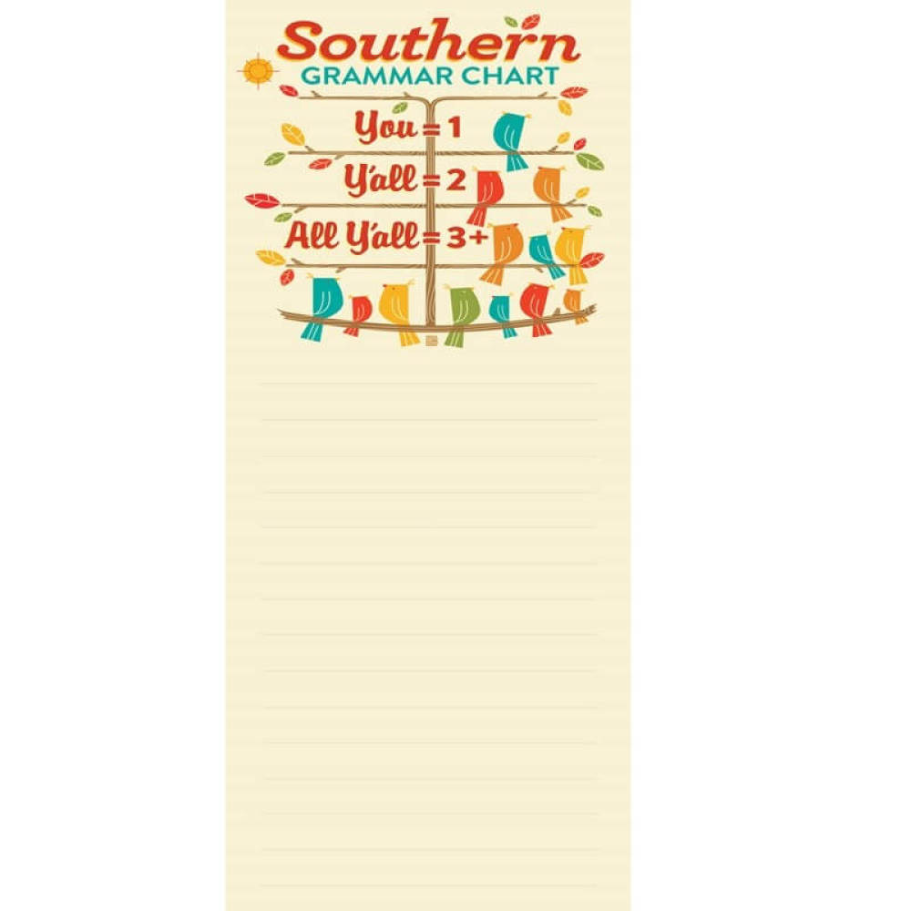 List pad with cute Southern graphic with grammar usage for the word y&