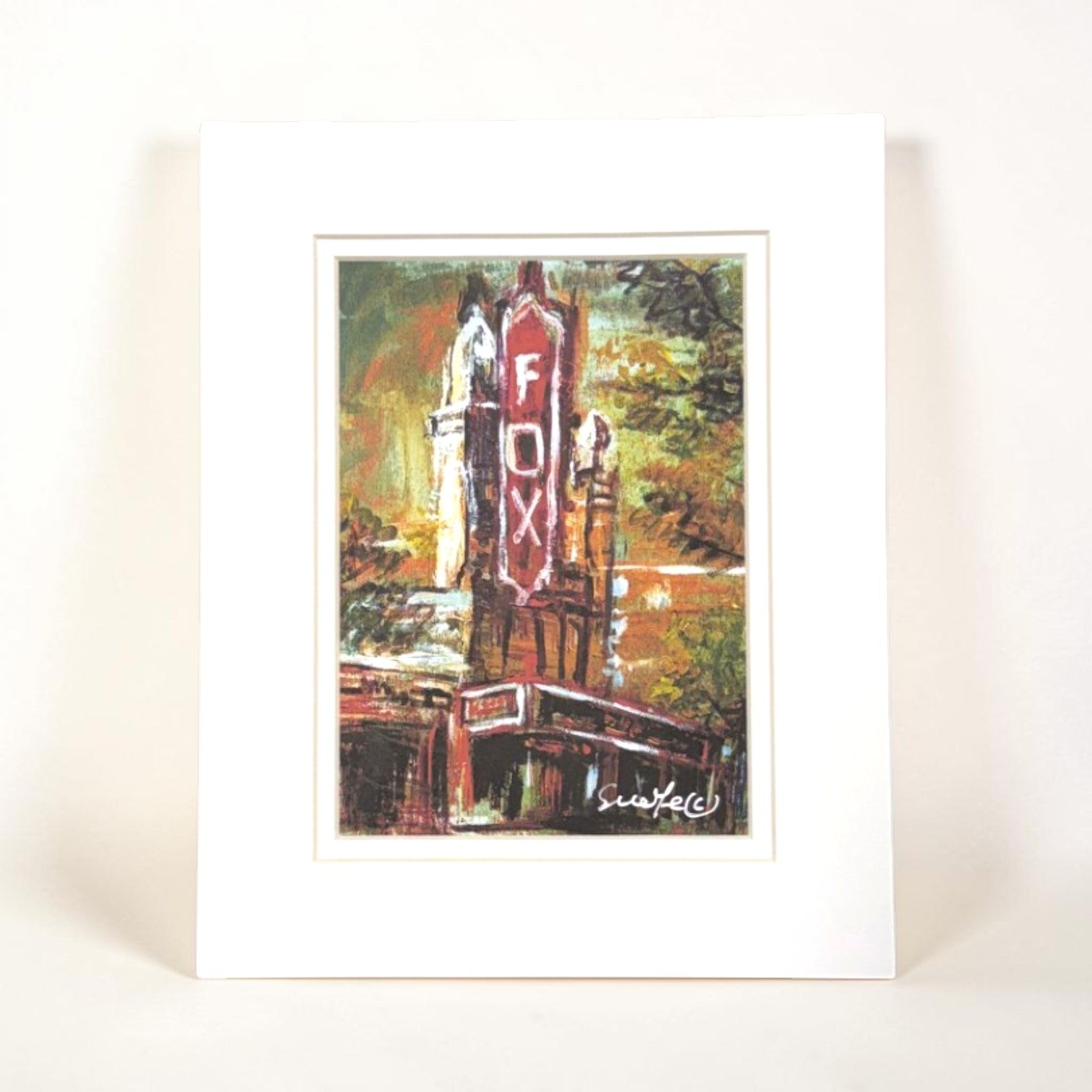 Framed artwork of the Fox Theatre marquee in Atlanta.